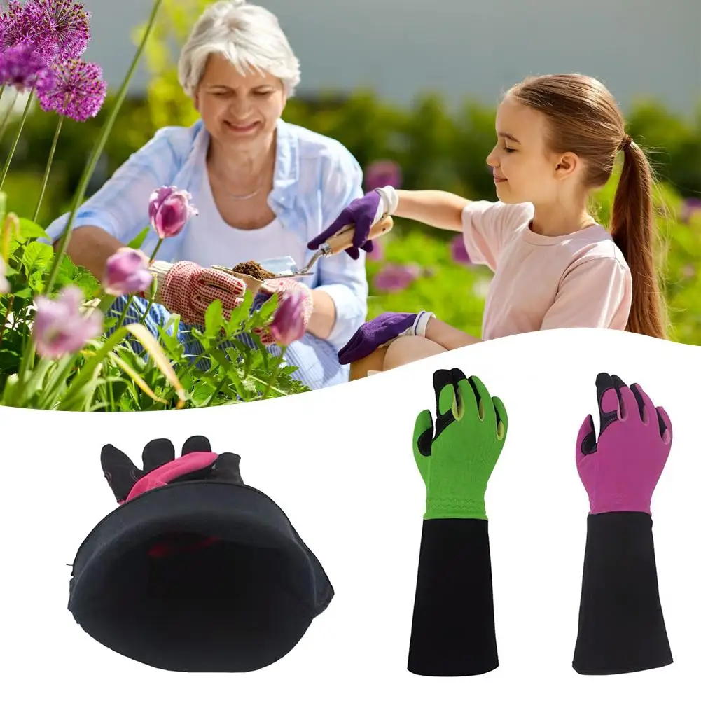 1 пара садовых перчаток для женщин, устойчивые к шипам, среднего размера, профессиональные, для обрезки роз с удлиненной защитой предплечья