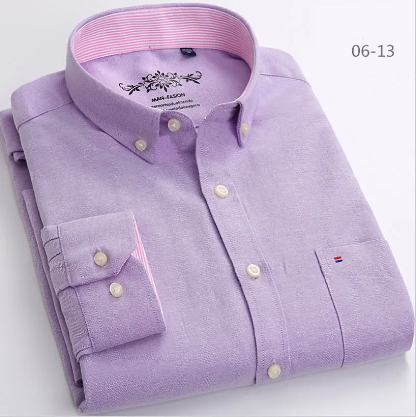 Mwxsd high quality Casual Mens Oxford Cotton Shirt Men Striped plaid wedding part Shirts male slim fit non iron Easy care shirt - Цвет: 05