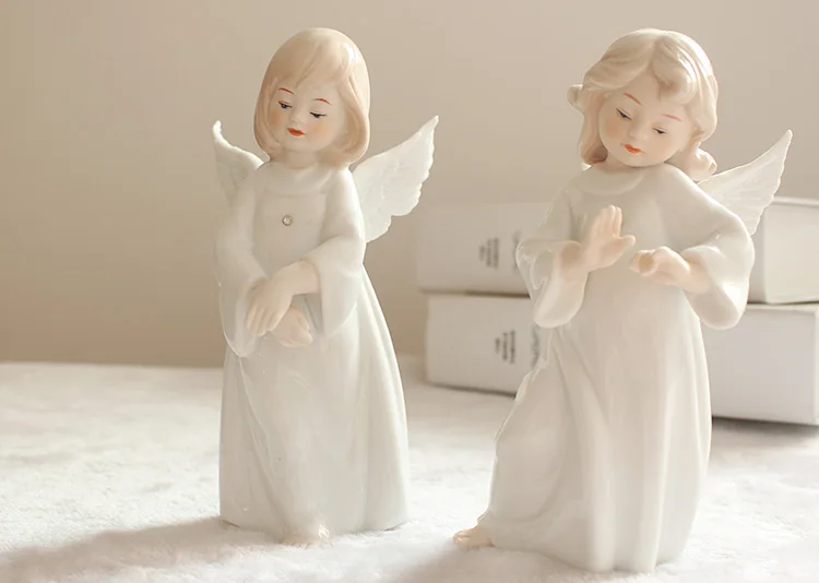 Nordic Creative ceramics angel Cute girl Modern home Decorative decoration Children's bedroom Decorative crafts Figurine