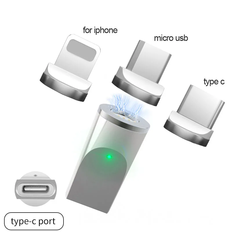 GARAS Магнитный usb type C адаптер для iphone/Micro/usb type c порт зарядное устройство и данных магнит адаптер для samsung/Xiaomi/huawei/LG - Цвет: silver usb c to 3in1