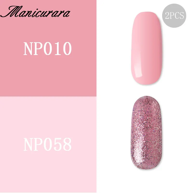 

Manicurara 2Pcs Glitter UV Nail Gel Polish Set Rose Gold Sequins Nail Varnish Lacquer Set Semi Permanent Nude Pink Red Gold Gel