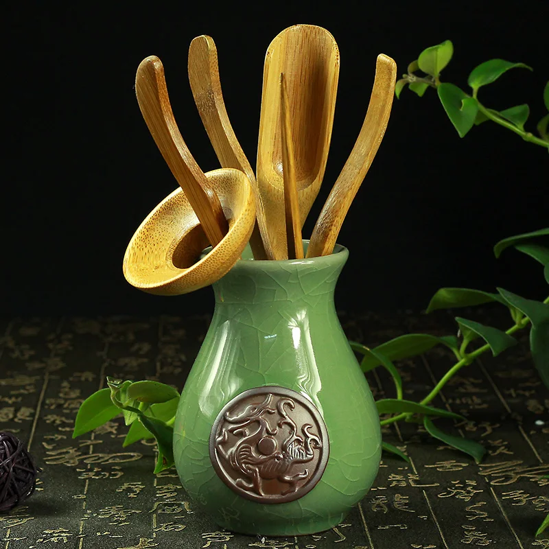

6Pcs/Set Home Tea High Quality Chinese Kungfu Tea Ceremony Utensils Set Bamboo Tea Accessories Tools Tea spoon clip