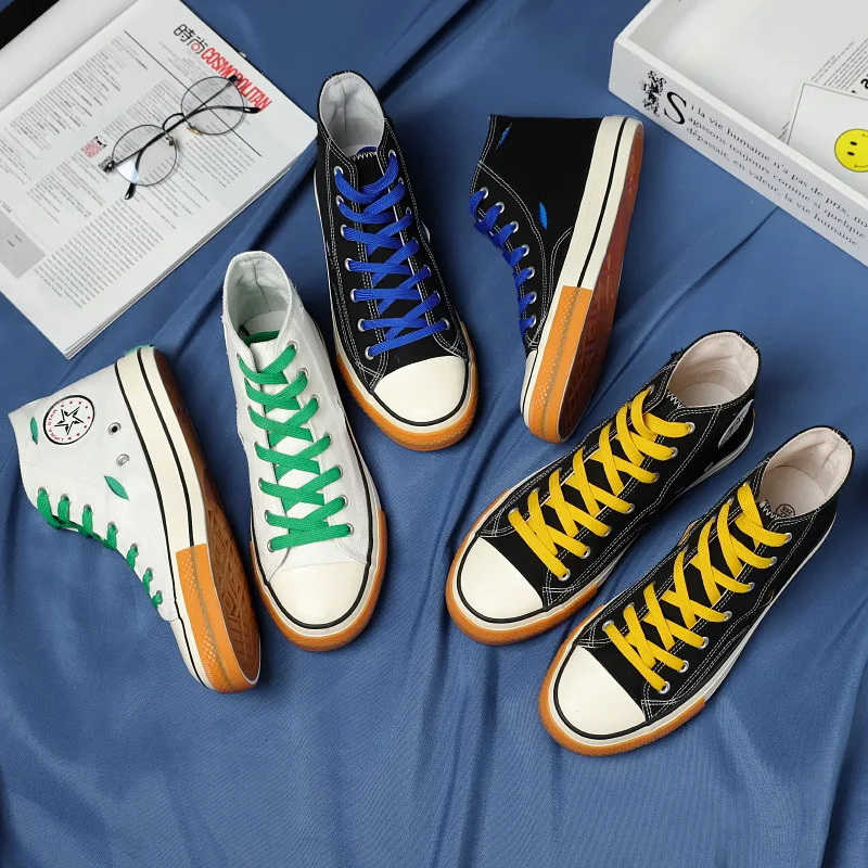 

High-top Solid Color Canvas Shoes Men's Spring and Summer Street Beat Casual Shoes Students Tide Shoes