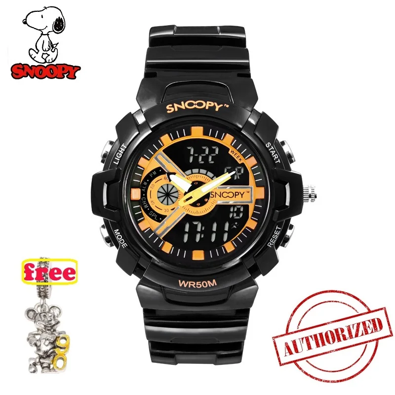 

SNOOPY Brand Men Sports Watches Dual Display Analog Digital LED Electronic Quartz Wristwatches Waterproof Military Watch SNW776