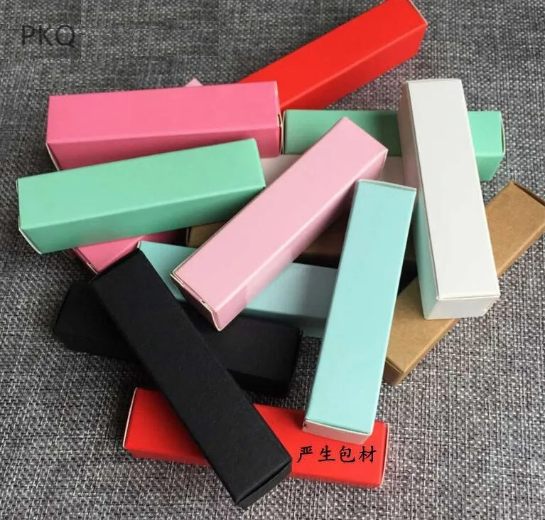 

50pcs Kraft Paper cardboard box Lipstick Cosmetic Perfume Bottle Kraft Paper Box brown Essential Oil Packaging Box 2x2x8.5cm