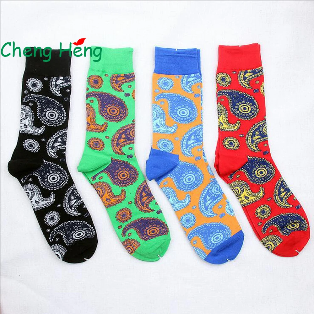 

Cheng Heng 1 Pair New Style Hot Men's Cotton Socks Fashion Men's National Wind Vintage Long Tube Socks Cotton Size 41-46