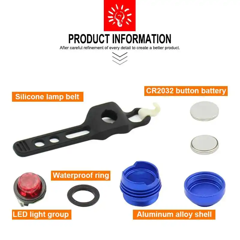 Top WasaFire LED Waterproof Bike Bicycle Cycling Front Rear Tail Helmet Red Flash Lights Safety Warning Lamp Cycling Safety Light 2