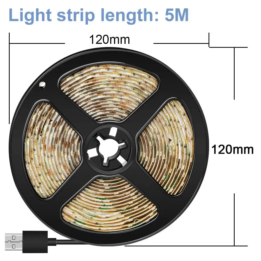 5m 300leds Водонепроницаемая светодиодная лента USB ночник домашний декор ТВ СВЕТОДИОДНЫЙ тыловая подсветка Беспроводная Светодиодная лента - Испускаемый цвет: 5m 300leds