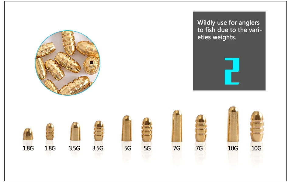 50 шт./компл. Ассорти Медь Пуля комплект грузил Техас установки Каролина Rig гарантийный срок весов Для рыбалки conjunto De Pesca