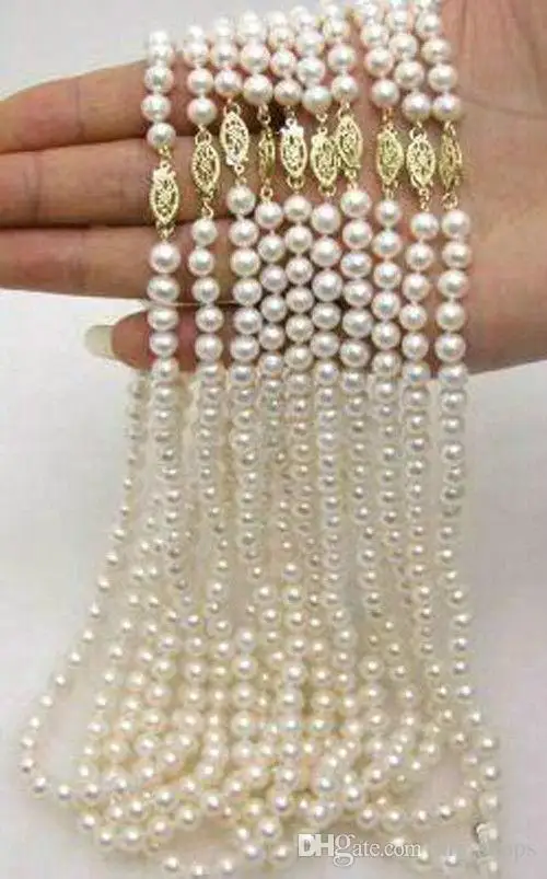 

WHOLESALE 10PC 7-7.5MM NATURAL WHITE AKOYA CULTURED PEARL NECKLACE 18