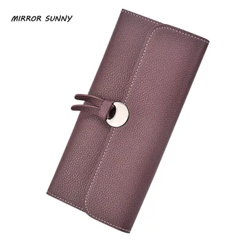 

MIRROR SUNNY New solid PU women long wallet female tri-fold purse lady handbag card holder bag clutch wallet