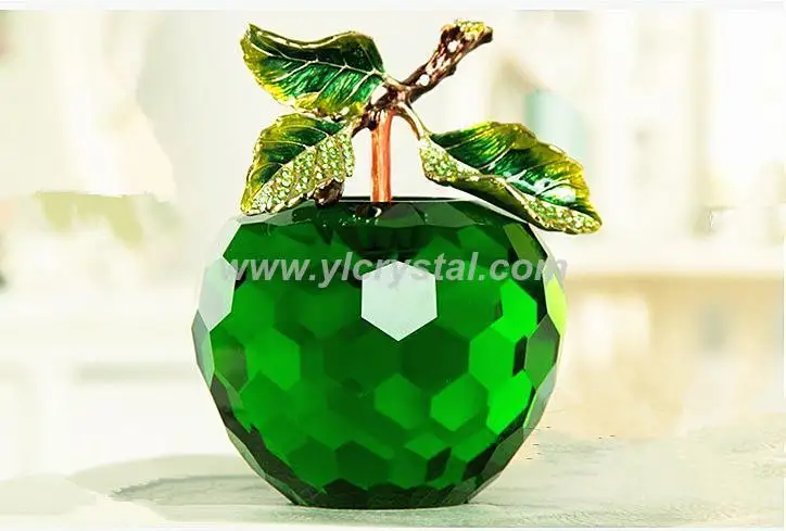 

new craft apple shape section crystal apple with metal big leaf