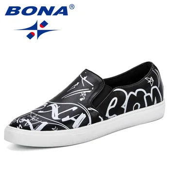 

BONA New Popular Men Casual Shoes Men Fashion Sneakers Luxury Brand Designer Leather Flats Male Krasovki Footwear Man Loafers