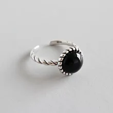 925 anillos de plata esterlina para las mujeres accesorios mejores amigos regalos acessorios, trending negro piedra anello joyeria