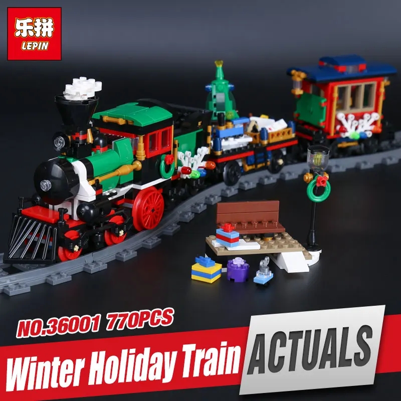 

Lepin 36001 Creative Series The Christmas Winter Holiday Train Set Children Educational Building Blocks Bricks LegoINy Toy 10254