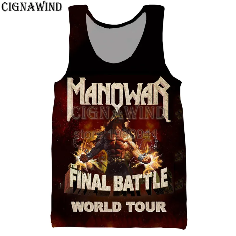 Новая популярная майка для мужчин/женщин Manowar final battle world tour с 3D принтом жилеты
