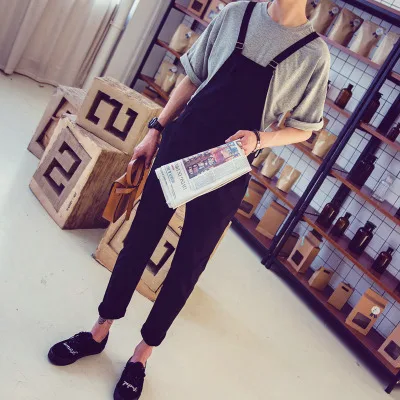 One Piece Jumpsuit Men Black Skinny Overalls Hip Hop Casual Suspender Pants