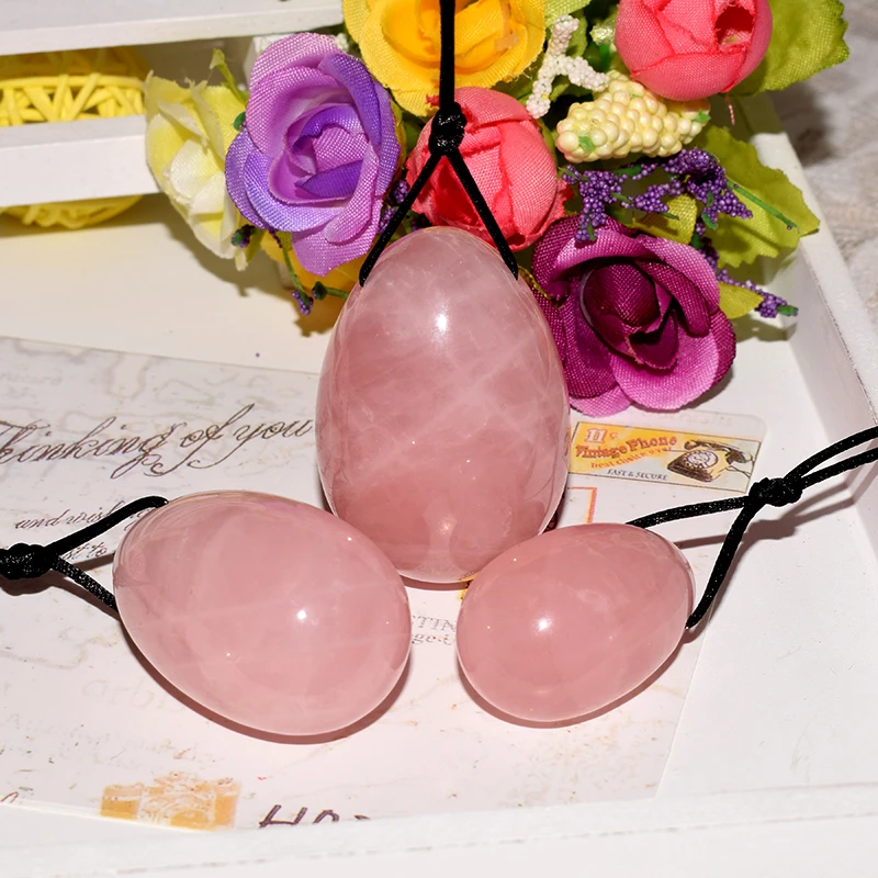  Yoni Egg Rose Quartz Jade Eggs Ben Wa Ball for Women Kegel Exercise Tightening Vaginal Muscle Health Body Massage & Relaxation