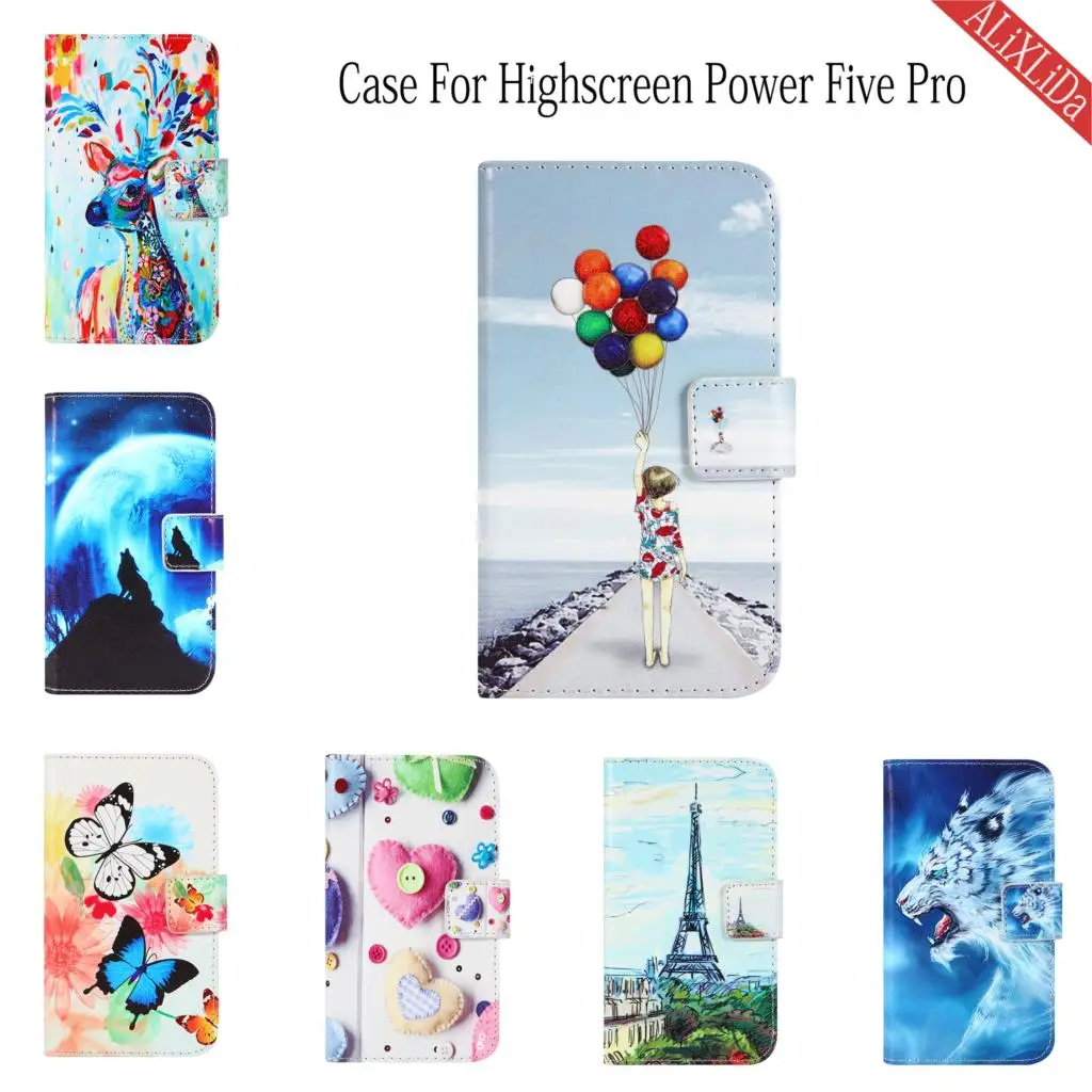 Case For Highscreen Power Five Pro Fashion Cartoon Pattern High Quality leather protective cover Mobile phone bag | Мобильные