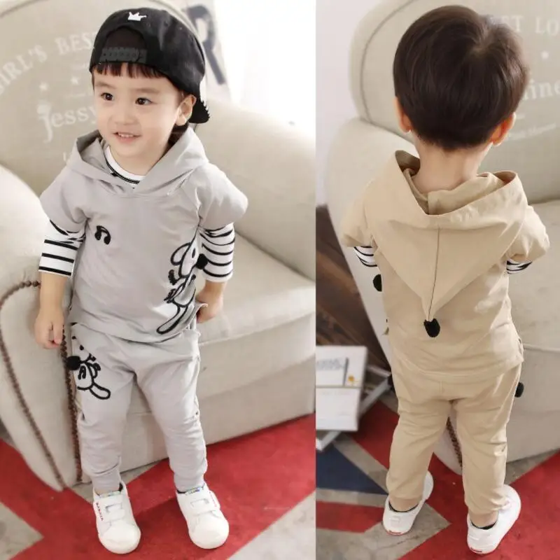 Anlencool/ осенний костюм с длинными рукавами и рисунком мышки для маленьких мальчиков Одежда для детей 1-3 лет три комплекта