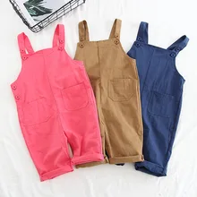 Rlyaeiz/Коллекция года, весенние комбинезоны для малышей штаны на подтяжках для малышей цветная Спецодежда для маленьких мальчиков повседневные комбинезоны для девочек, штаны для детей