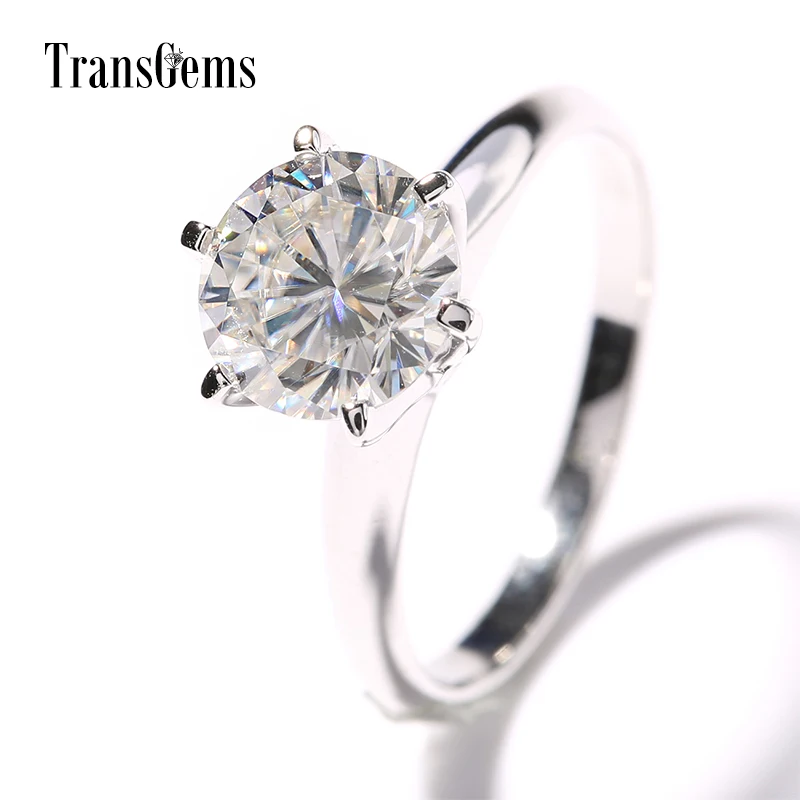 Женское кольцо для помолвки Transgems модное 14 к белое золото 2 карата 8 мм F цвет