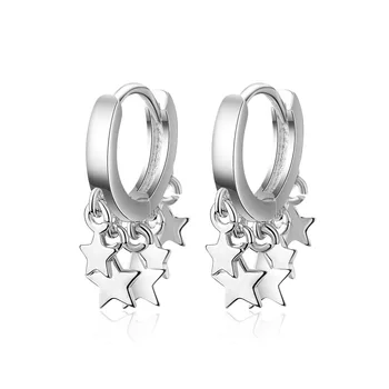 

925 Sterling Silver Tassel Star Stud Earrings for Women Girl Fashion Jewelry Party Accessories pendientes Brincos eh931