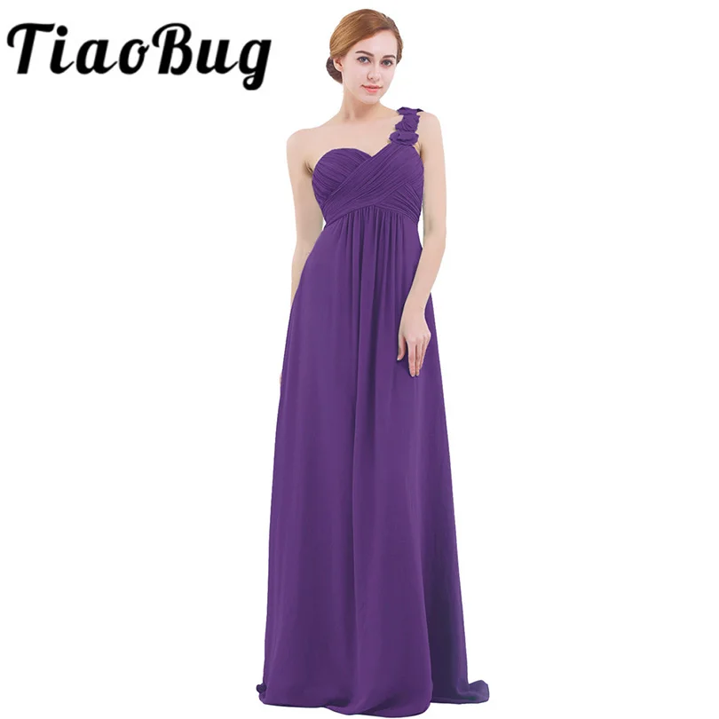 

Women Adults Long Bridesmaid Dresses vestidos de fiesta One Shoulder Floor Length Chiffon Long Bridesmaid Gowns Beading Dresses