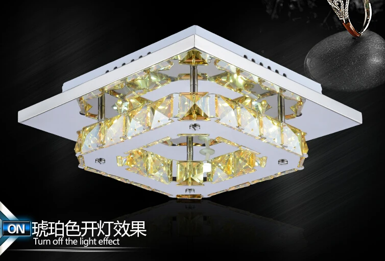  Fashion Celling Lamp for bedroom 12w LED Crystal Flush Mount 1Light Modern Amber Electroplating Sta - 32497171158