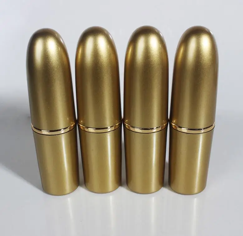 Free shipping 12.1mm high grade shiny gold bullet lipstick tube