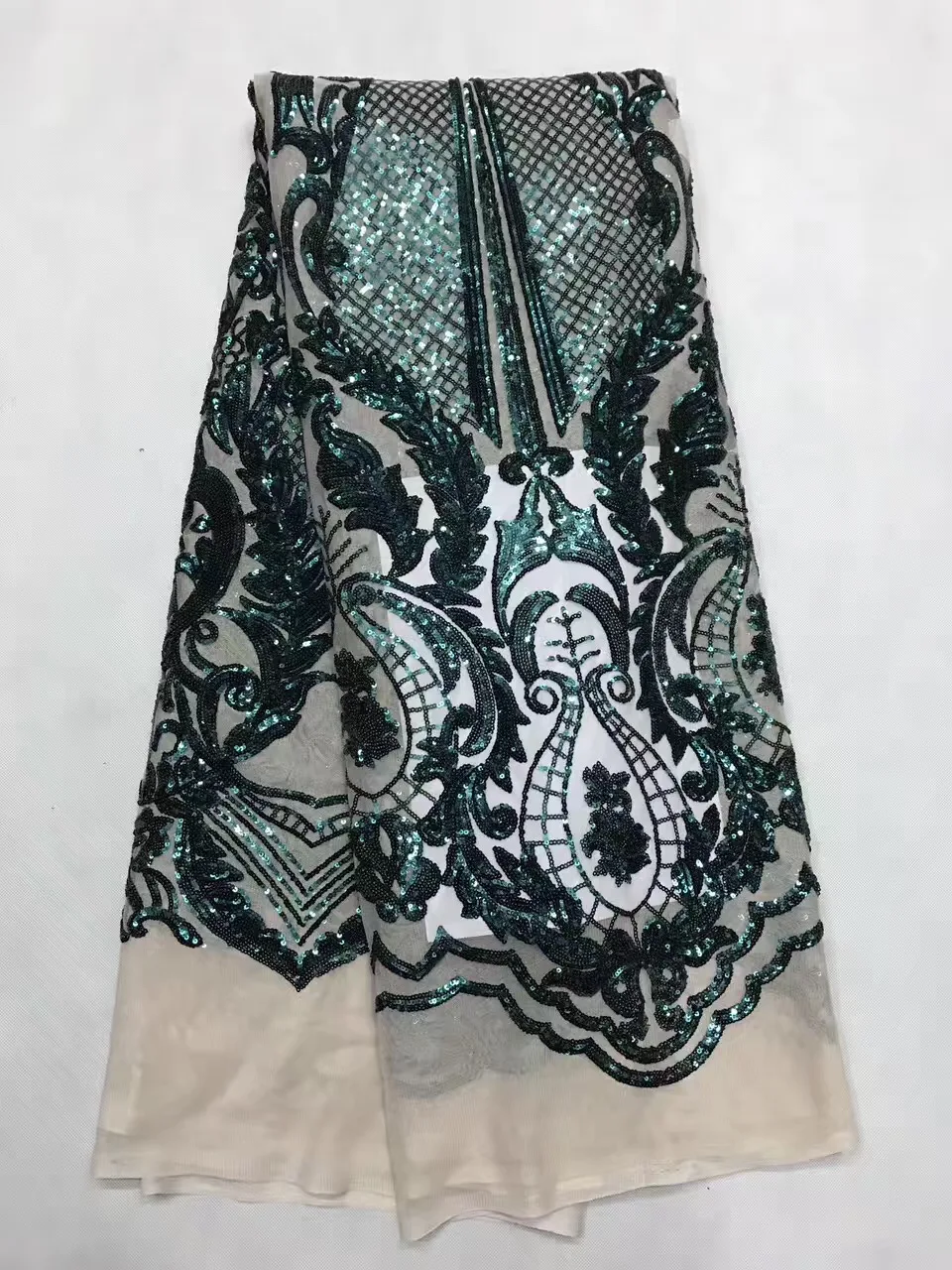 

French lace fabric 5yds/pce by dhl green sequin laces for women party dresses 2018 new arrival nigerian fabrics high quality