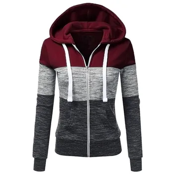 

Woman Hoodies Sweatshirts Ladies Autumn Winter Clothing Long Sleeve Patchwork Pockets Classics Sweat Shirts Zippers Hoodies