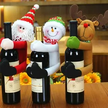 Рождественские Чехлы для винных бутылок, рождественские сумки, снеговик, лось, Санта Клаус, вечерние украшения, рождественские украшения для дома M3