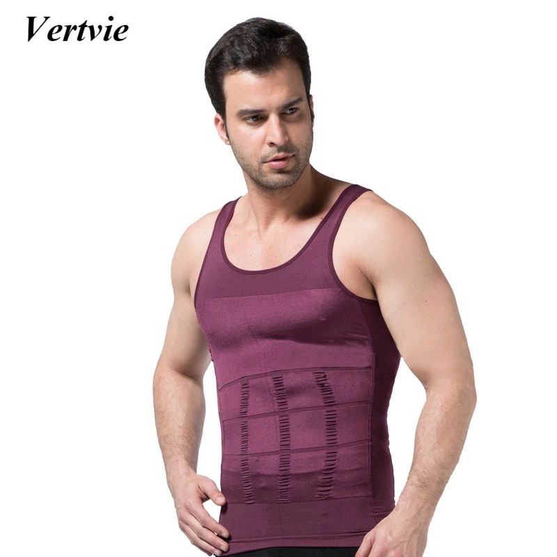 

Vertvie Men Bodybuilding Tank Tops Running Undershirt Vest Fitness Gym Shapewear Compression Tank Top Waist Sports Vest