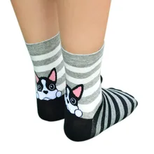 Носки для девочек; calcetines mujer; модные забавные рождественские носки с объемным принтом; хлопковые повседневные носки с изображением собаки; meias; носки с рисунками животных