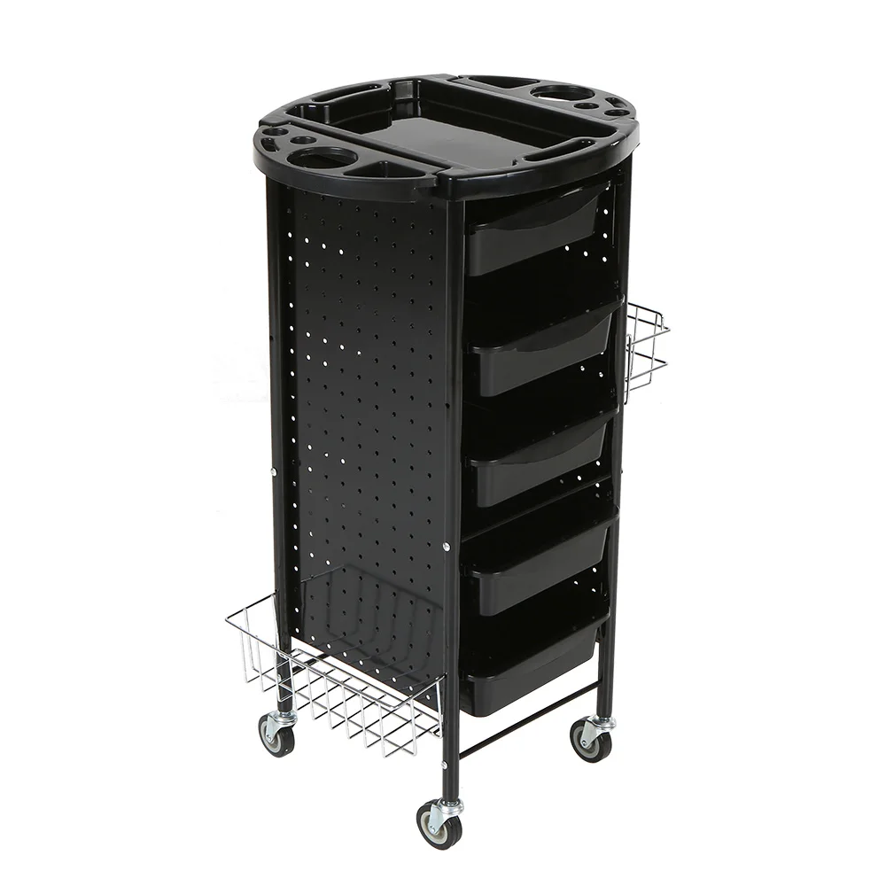 Folding Salon 6 Layers Hairdressing Trolley with Hanging Baskets