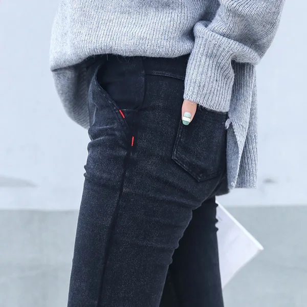 Baratos Skinny Jeans Mujer 2019 nueva moda de primavera novio lavado pantalones vaqueros elásticos lápiz ajustado Capris Pantalones vaqueros de imitación Femme