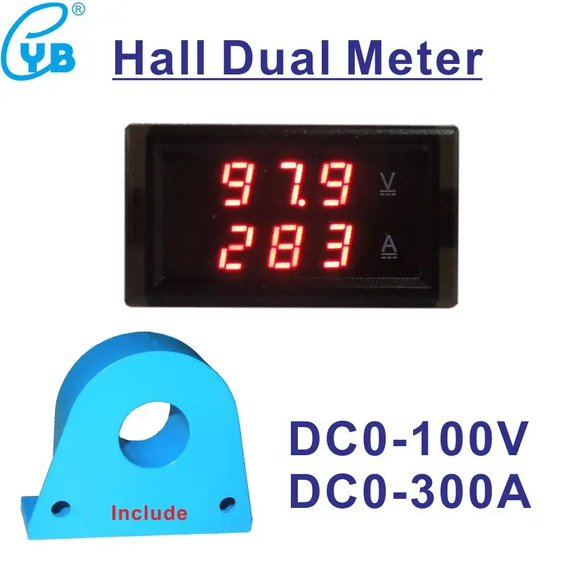 DC300AHallVADualMeterAmmeterVoltmeterVoltAmpPanelMeter