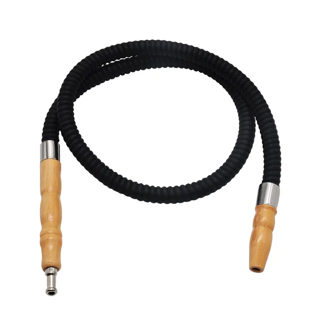 Buy 1.0M PU Leather Hookah Hose Wood Mouth Handle Pipe