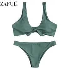 Zaful 2017 бикини купальник женщин Новый чистый Цвет бикини обивка жилет бикини завязывается совок декольте ждать повязку купальники 
