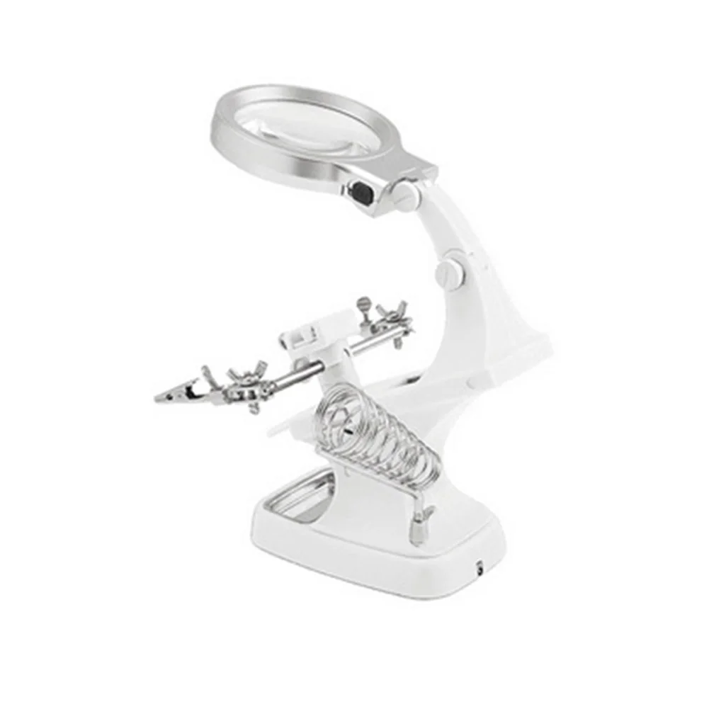 Multifunction Magnifying Glass LED Lamp with Auxiliary Clip Desktop Magnifying Glass LB88 - Цвет: White B