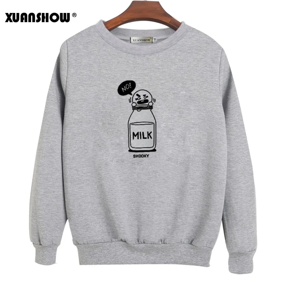 XUANSHOW SHOOKY CHIMMY мультфильм молоко буквы модные толстовки уличная одежда для мужчин и женщин пуловер Одежда Sudaderas 5XL