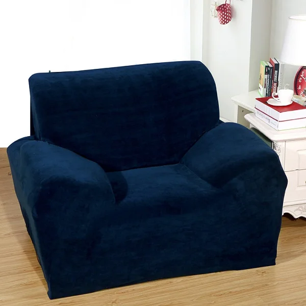 Эластичный чехол для дивана для гостиной плюс бархатная ткань Противоскользящий чехол для дивана утолщенный диван полотенце один/два/три/четыре-места - Цвет: navy blue