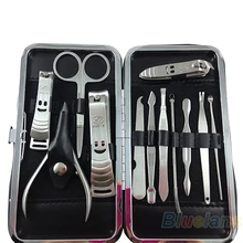 High Quality 12 pcs Manicure Pedicure Set Nail Art Clippers Scissors Grooming Tool 5W3D