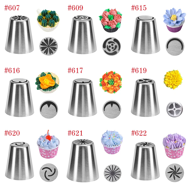 

4YANG 27 style Russian Tulip Icing Piping Nozzles Stainless Steel Flower Cream Pastry Tips Nozzles Cupcake Cake Decorating Tools