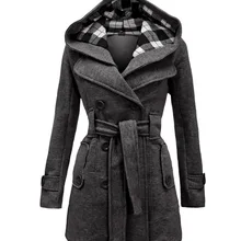 Новинка, приталенное Мужское пальто с капюшоном, осенне-зимнее шерстяное пальто с поясом, двубортное длинное Свободное пальто, повседневное пальто в стиле панк