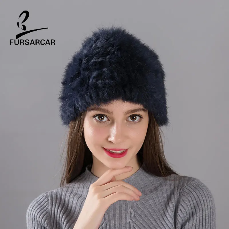 Шапка из кроличьего меха FARSARCA, вязаная меховая шапка ручной работы, женская зимняя шапка, тонкий теплый светильник, 12 цветов, женская шапка из натурального кроличьего меха