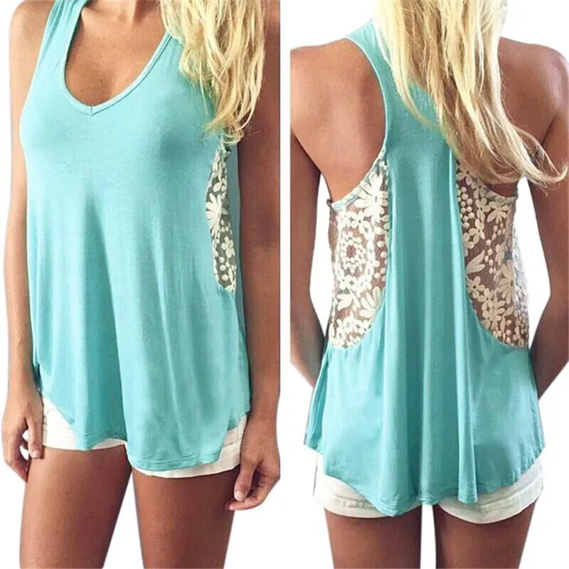 

Women Lace Vest T Shirt Blouse Tank Tops Geometry Swimwear Slim Print Swimsuit Biquini Bathing Suit Beach Cover Up