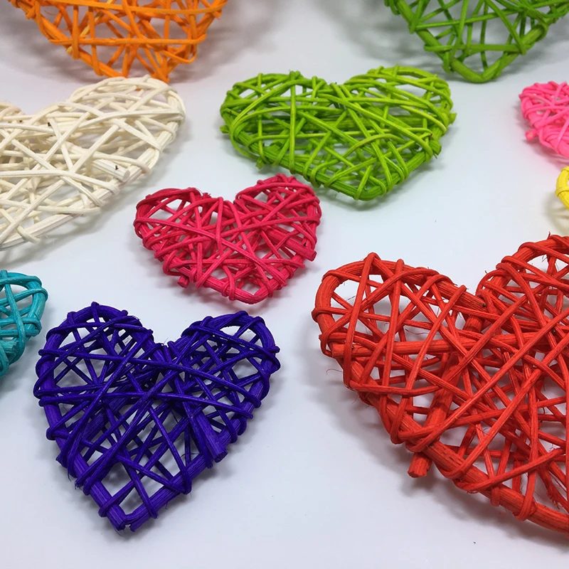 

10pcs 7cm Colorful Rattan Heart Sepak Takraw DIY Rattan Ball Home Garden/Birthday/Wedding Party Decoration Supplies Kids Gifts