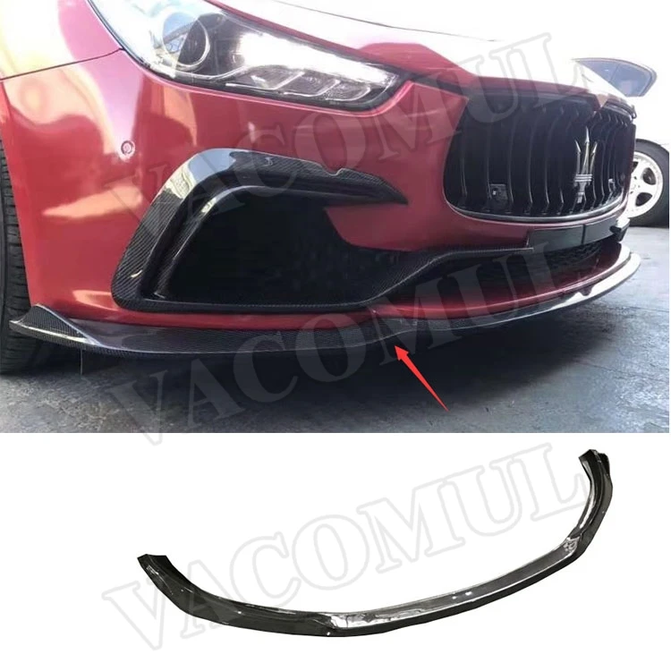 Передний бампер для губ из углеродного волокна для Maserati Ghibli 2014-2017 автомобильный Стайлинг Передний бампер для губ из углеродного волокна для Maserati Ghibli 2014-2017 автомобильный Стайлинг